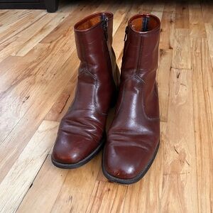 Vintage Men’s Brown/Burgundy Leather Western Zip Boots